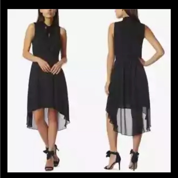 Avec Les Filles Swiss Dot Midi Dress XS Black Blue - Picture 1 of 8